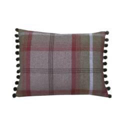 Handmade Tartan Pillow Cover Balmoral Plaid Cushion With Pompom Trim - thumbnail 2