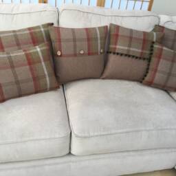 Handmade Tartan Pillow Cover Balmoral Plaid Cushion With Pompom Trim - thumbnail 3