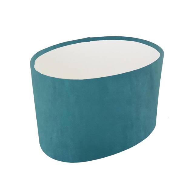 Oval Teal Lampshade in Velvet With White Lining Green Blue Lightshade - image 1