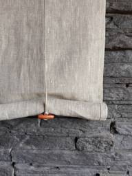 Tie Up Decorative Window Blind, Otto, Linen Natural Fabric, Rod Pocket Shade