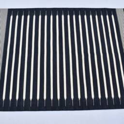 4x6 Cotton Black & White Stripes Hand Woven Rug Dhurrie - Handmade Rug - thumbnail 2