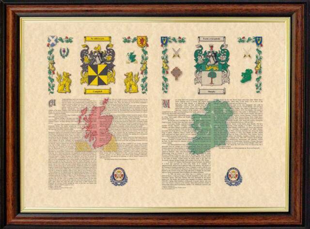 Framed Double Surname History & Coat Of Arms Print - Choice Frames - image 1
