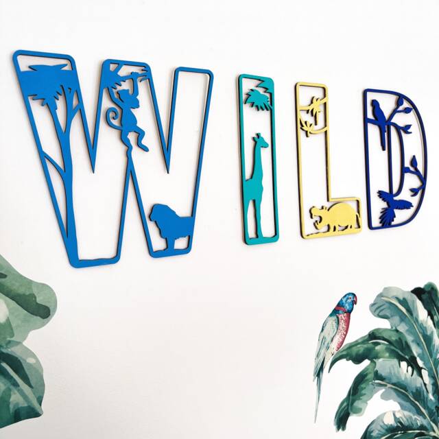 Wild Sign - Nursery Decor Name Safari Wall Art Personalised Jungle Themed - image 1