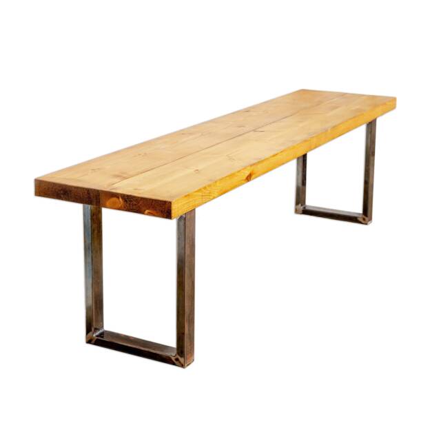 Reclaimed Timber Bench With Steel Square Legs - Industrial Style - image 1