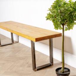 Reclaimed Timber Bench With Steel Square Legs - Industrial Style - thumbnail 3