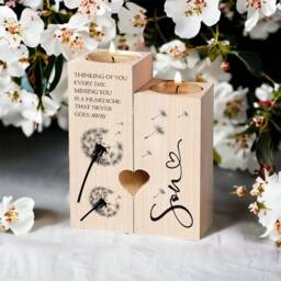 Son in Loving Memory Remembrance Double Tea Light Candle Holder - thumbnail 2