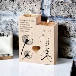 Son in Loving Memory Remembrance Double Tea Light Candle Holder - thumbnail 3