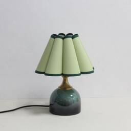 Handmade Green Fabric Table Lamp With Ceramic Base For Home Decor-45# - thumbnail 1