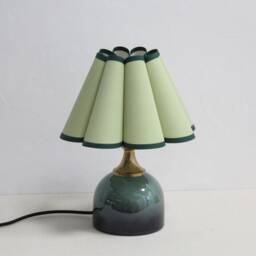 Handmade Green Fabric Table Lamp With Ceramic Base For Home Decor-45# - thumbnail 3
