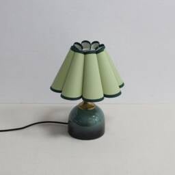 Handmade Green Fabric Table Lamp With Ceramic Base For Home Decor-45# - thumbnail 2