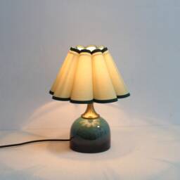 Handmade Green Fabric Table Lamp With Ceramic Base For Home Decor-45# - thumbnail 4