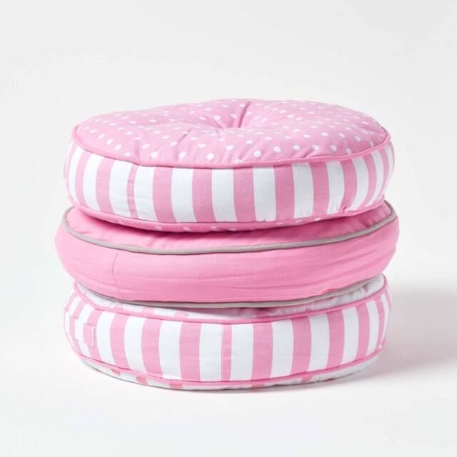Pink Round Floor Cushion, Dining Chair Seat Pad, Booster Cushion Pads - Indoor/Outdoor - image 1