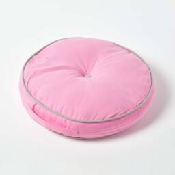 Pink Round Floor Cushion, Dining Chair Seat Pad, Booster Cushion Pads - Indoor/Outdoor - thumbnail 2