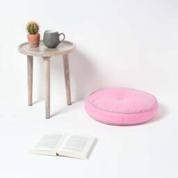 Pink Round Floor Cushion, Dining Chair Seat Pad, Booster Cushion Pads - Indoor/Outdoor - thumbnail 3