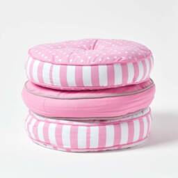 Pink Round Floor Cushion, Dining Chair Seat Pad, Booster Cushion Pads - Indoor/Outdoor