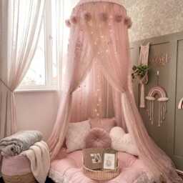 Dusty Pink Tufted Floor Cushion, Cotton Trimmed Pillow, Boho Nursery Reading Nook Bench Pad - thumbnail 2
