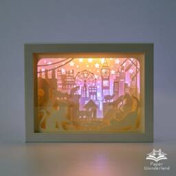 3D Papercut Light Box - Cat London Skyline Night Light, Shadow Diorama - thumbnail 2