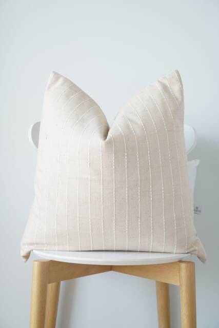 Neutral Striped Pillow Cover - image 1
