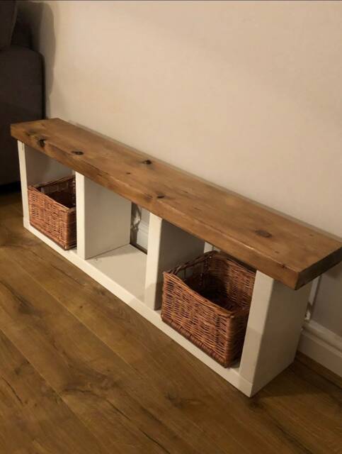 Solid Wooden Bench Seat Storage Unit Table - image 1