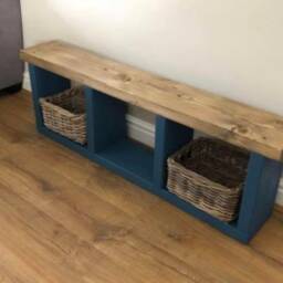 Solid Wooden Bench Seat Storage Unit Table - thumbnail 3