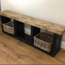 Solid Wooden Bench Seat Storage Unit Table - thumbnail 2