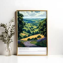 Shropshire Hills Illustration Print English Countryside Travel Poster - thumbnail 2