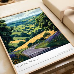 Shropshire Hills Illustration Print English Countryside Travel Poster - thumbnail 3