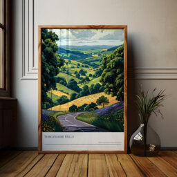 Shropshire Hills Illustration Print English Countryside Travel Poster - thumbnail 1