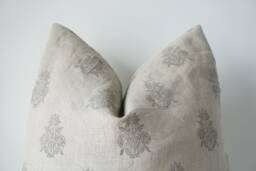 "Block Print Pillow Cover Floral Batik, Ethnic Farmhouse Decor - 26"" X 26" - thumbnail 1