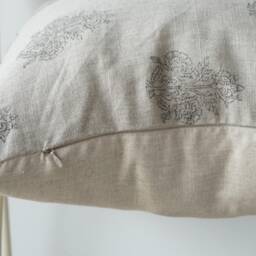 "Block Print Pillow Cover Floral Batik, Ethnic Farmhouse Decor - 26"" X 26" - thumbnail 3