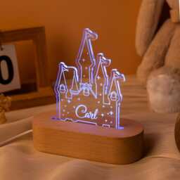 Personalised Name Night Light For Baby, Castle Light, Nursery Lamp Girl, Princess Lovers Lamp, Kids Birthday Gift, Baby Shower Gift - thumbnail 2