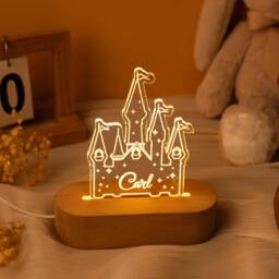Personalised Name Night Light For Baby, Castle Light, Nursery Lamp Girl, Princess Lovers Lamp, Kids Birthday Gift, Baby Shower Gift - thumbnail 1
