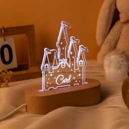 Personalised Name Night Light For Baby, Castle Light, Nursery Lamp Girl, Princess Lovers Lamp, Kids Birthday Gift, Baby Shower Gift - thumbnail 3