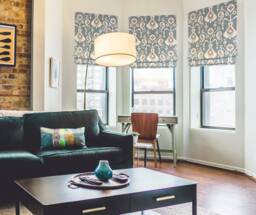 Custom Flat Roman Shade, Vista Laurel Fabric, Chain Mechanism - thumbnail 1