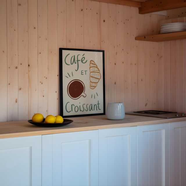 Caf?? Et Croissant Unframed Print - Kitchen Art Decor Prints Coffee Posters French - image 1