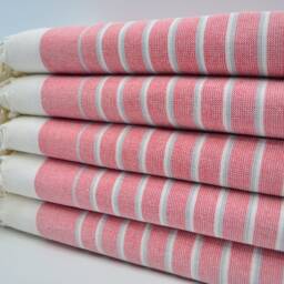 "Red Striped Terry Towel, Turkish Peshtemal, Bohemian Towel, Terry Peshtemal, Ultra Soft Towel, 40""x65" - thumbnail 3