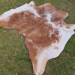 Cowhide Rug Brown & White, Exotic Animal Skin Rug, Large Living Room Area Handmade Cowskin Carpet, Bedroom Aesthetic Upholstery Leather - thumbnail 2
