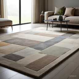 Handmade Oushak Wool Area Rug - Traditional Geometric Floral Oriental Home Decor Carpet - thumbnail 1