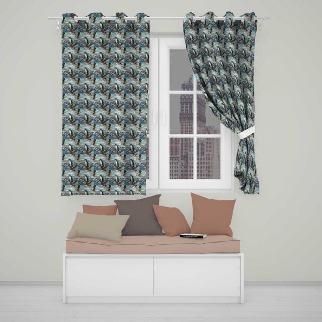 Vintage Penguin Winter Nature Scene Seamless Pattern Readymade Eyelet Ring Top Thermal 100% Blackout Curtains - image 1