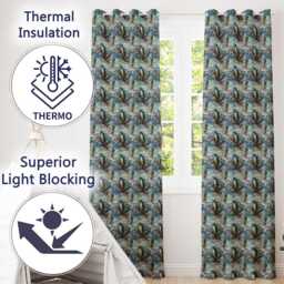 Vintage Penguin Winter Nature Scene Seamless Pattern Readymade Eyelet Ring Top Thermal 100% Blackout Curtains - thumbnail 3