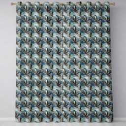 Vintage Penguin Winter Nature Scene Seamless Pattern Readymade Eyelet Ring Top Thermal 100% Blackout Curtains - thumbnail 2