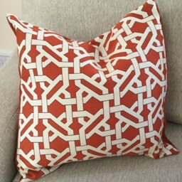 Rust Pillow Cover, Terracotta & Creme Pillow, Persimmon Tiles Pillow Fall Thanksgiving Decor, Autumn Pillows, Decor - thumbnail 2