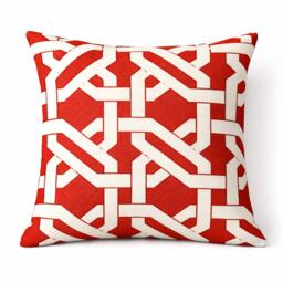 Rust Pillow Cover, Terracotta & Creme Pillow, Persimmon Tiles Pillow Fall Thanksgiving Decor, Autumn Pillows, Decor - thumbnail 1