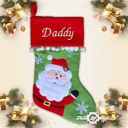 Personalized Embroidered Christmas Stocking Luxury Xmas Sack With Pom Poms - thumbnail 3