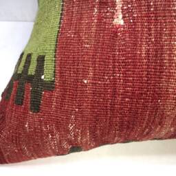 Vintage Turkish Kilim Pillow Cover, Handwoven Accent Cushion - 24x24 - thumbnail 3