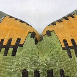 Vintage Turkish Kilim Pillow Cover, Handwoven Accent Cushion - 24x24 - thumbnail 2