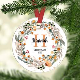 Personalised Christmas Ornament Initial Eucalyptus Wreath, Ceramic Keepsake - thumbnail 2