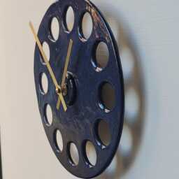 Circular Round Blue Glazed Stoneware Ceramic Minimalist Wall Clock 20 cm Diam - thumbnail 3