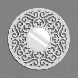 Decorative Mirror, Ornate Florence, Round, Openwork Wall Decor, Ornament Living Room, Art Stylish Wood Frame - thumbnail 1