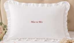 Personalised Miss To Mrs Cotton Ruffle Princess Pillowcase, Embroidered Bridal Gift, Anniversary Keepsake - thumbnail 1